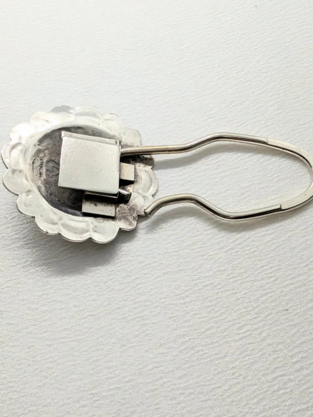 NEW sterling silver key holder with turquoise center